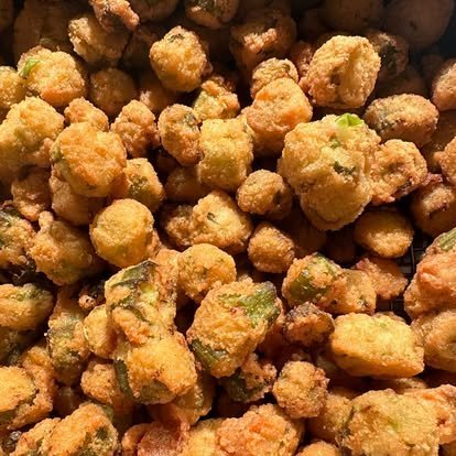 A tray of golden fried okra
